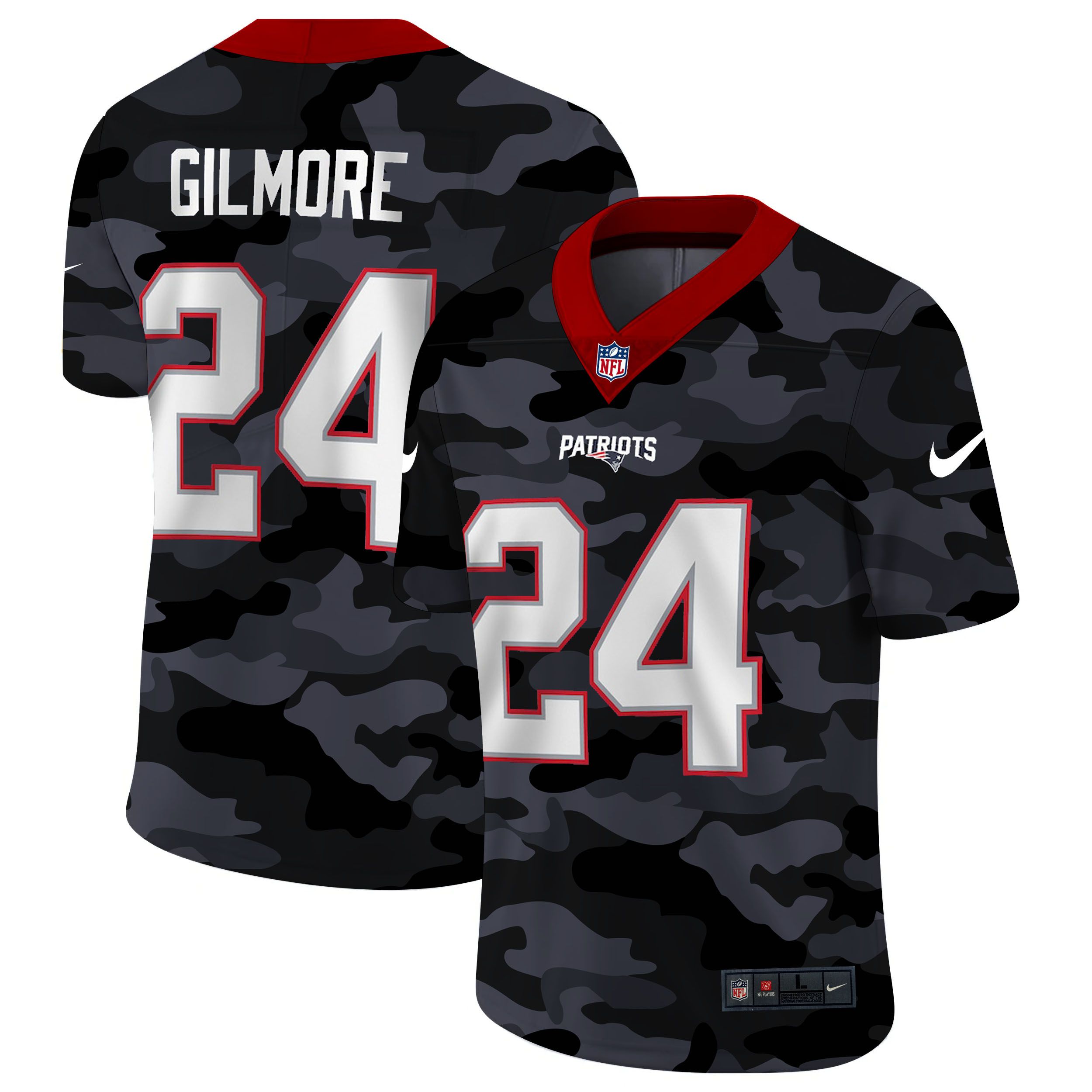 Men New England Patriots #24 Gilmore 2020 Nike Camo Salute to Service Limited NFL Jerseys->los angeles rams->NFL Jersey